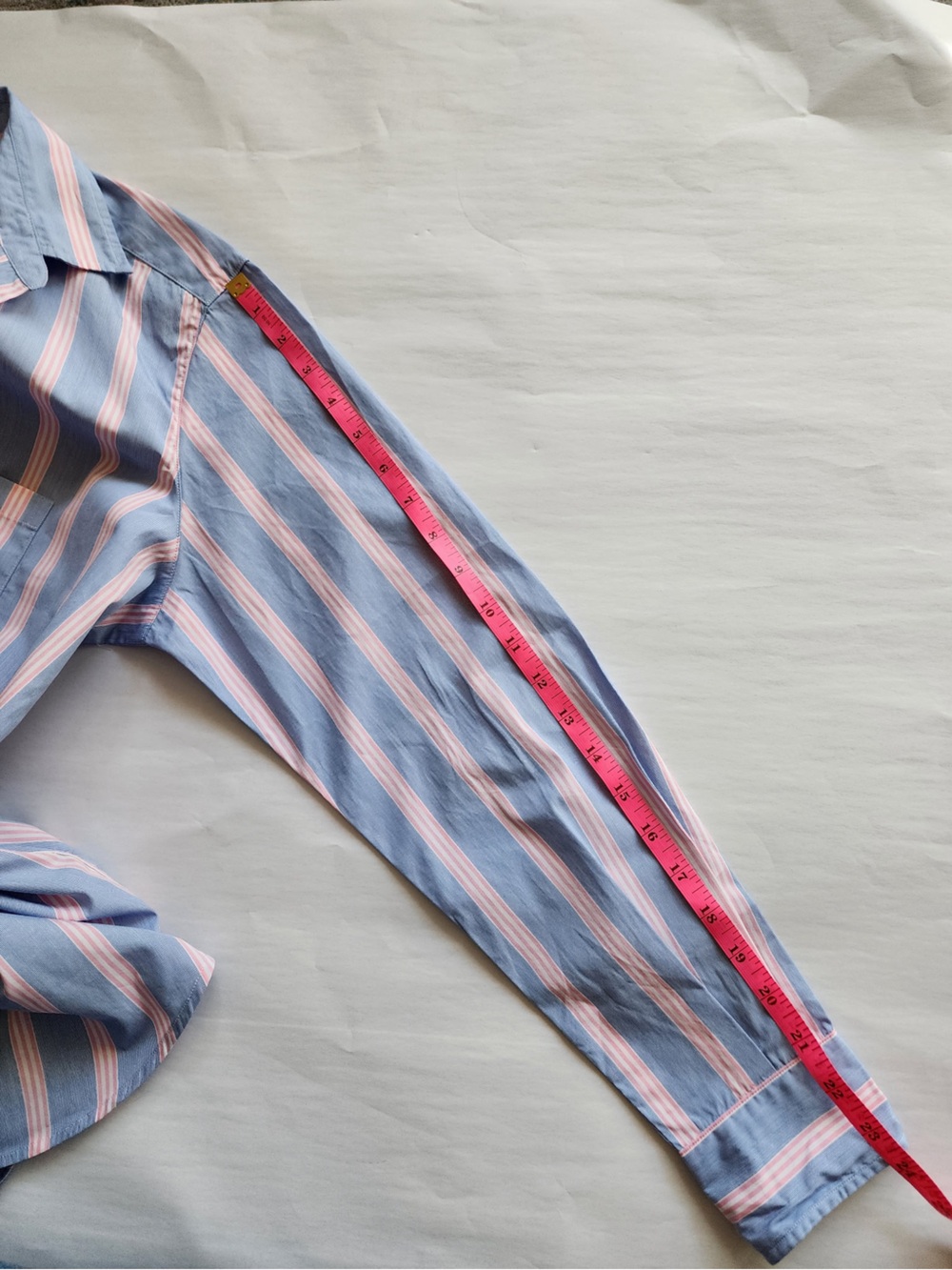 Frank & Eileen Eileen Blue Pink Stripe Italian Cotton Button Shirt Women's S - Picture 11 of 11